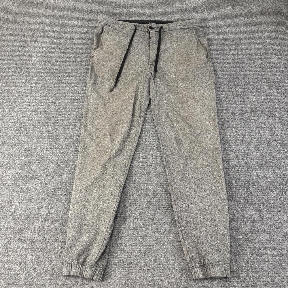 Lululemon Jogger Pants Mens XL Gray Knit Flecked Zip Fly Drawstring Cuffed